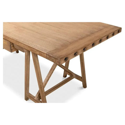 Sawhorse Desk Natural Polished Old Pine-Home Office Desks-Sarreid-LOOMLAN