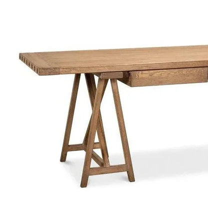 Sawhorse Desk Natural Polished Old Pine-Home Office Desks-Sarreid-LOOMLAN