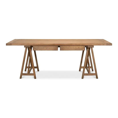Sawhorse Desk Natural Polished Old Pine-Home Office Desks-Sarreid-LOOMLAN