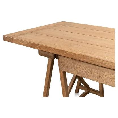 Sawhorse Desk Natural Polished Old Pine-Home Office Desks-Sarreid-LOOMLAN