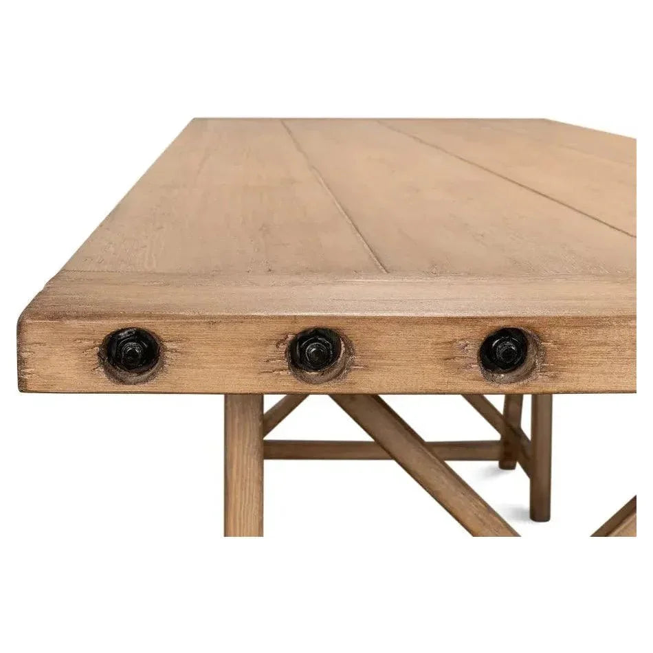 Sawhorse Desk Natural Polished Old Pine-Home Office Desks-Sarreid-LOOMLAN