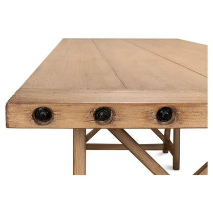 Sawhorse Desk Natural Polished Old Pine-Home Office Desks-Sarreid-LOOMLAN