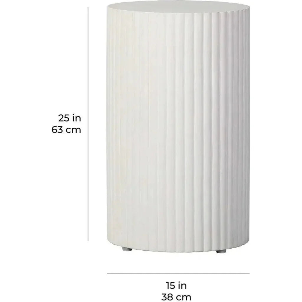 Scallop Accent Table Tall - White Outdoor End Table - LOOMLAN - Seasonal Living - Outdoor Side Tables