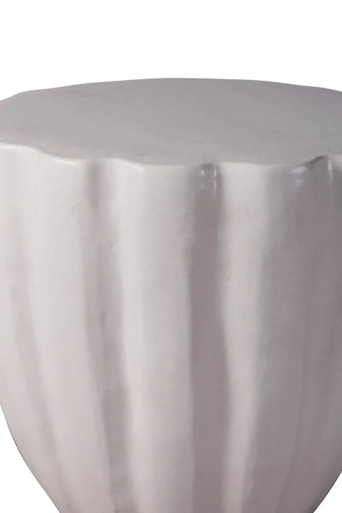 Scallop Ceramic Patio Armless Stool-Garden Stools-Seasonal Living-LOOMLAN