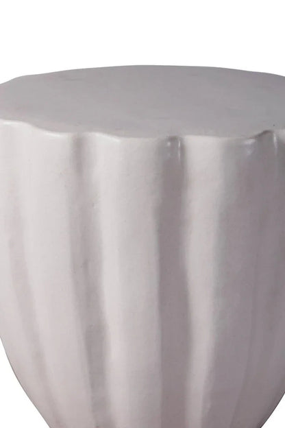 Scallop Ceramic Patio Armless Stool-Garden Stools-Seasonal Living-LOOMLAN