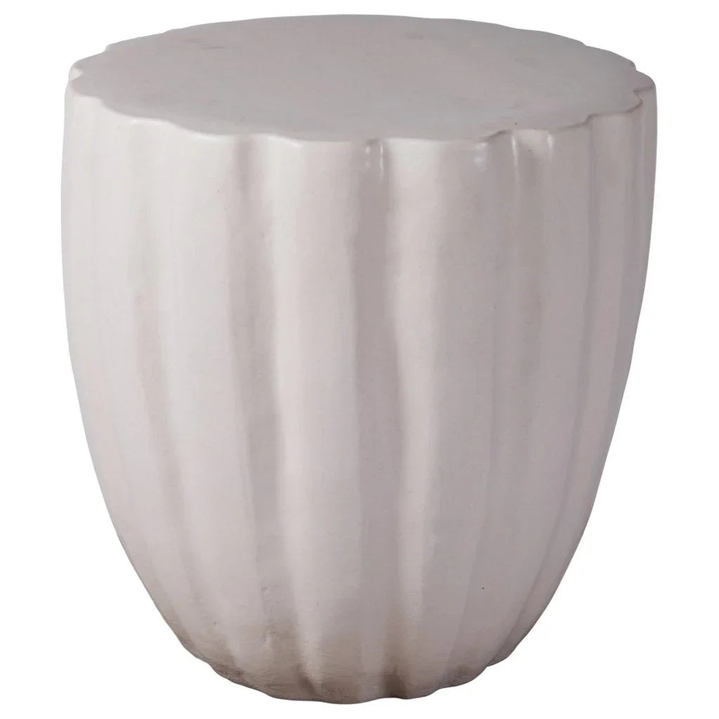 Scallop Ceramic Patio Armless Stool-Garden Stools-Seasonal Living-LOOMLAN