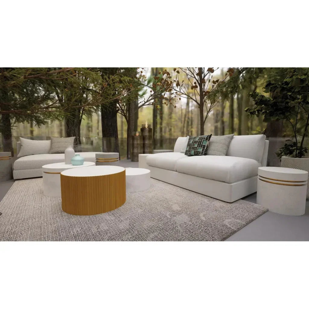Scallop Zanzibar White Outdoor Coffee Table-Outdoor Coffee Tables-Seasonal Living-LOOMLAN