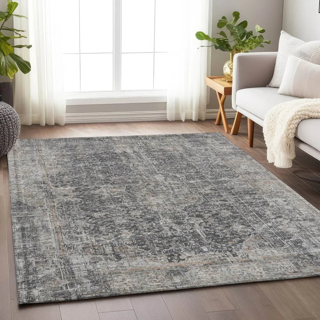Scarlune Gray Washable Indoor - Outdoor Rug - LOOMLAN - LOOMLAN Rugs - Outdoor Rugs