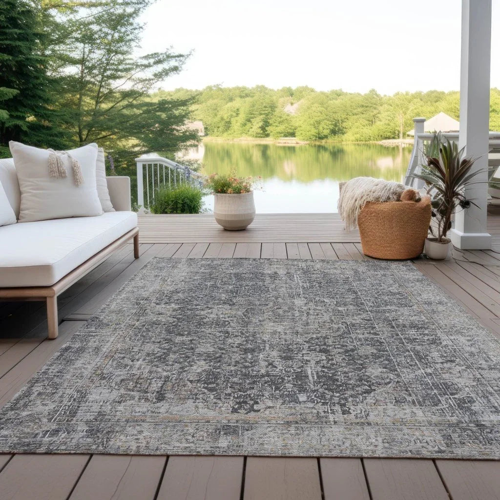 Scarlune Gray Washable Indoor - Outdoor Rug - LOOMLAN - LOOMLAN Rugs - Outdoor Rugs