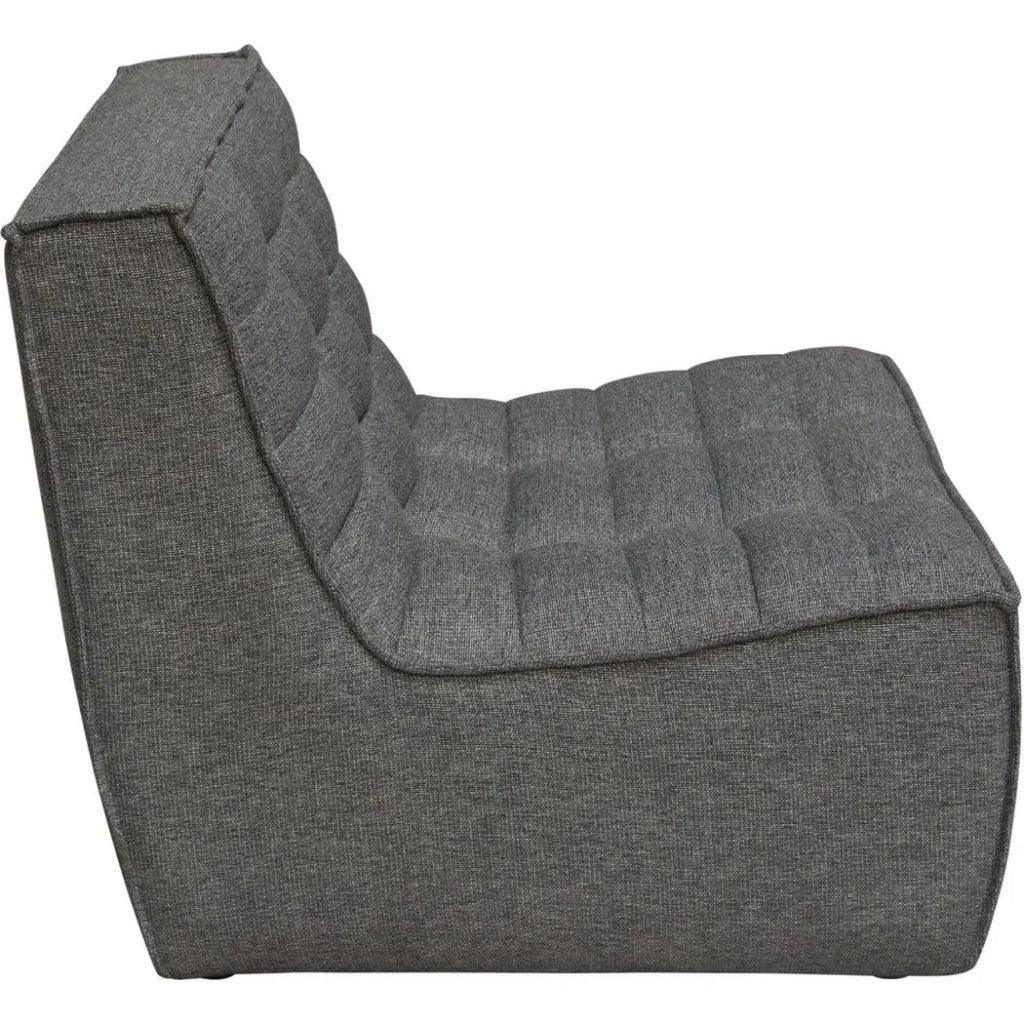 Scooped Seat Armless Chair in Grey Fabric-Modular Components-Diamond Sofa-LOOMLAN