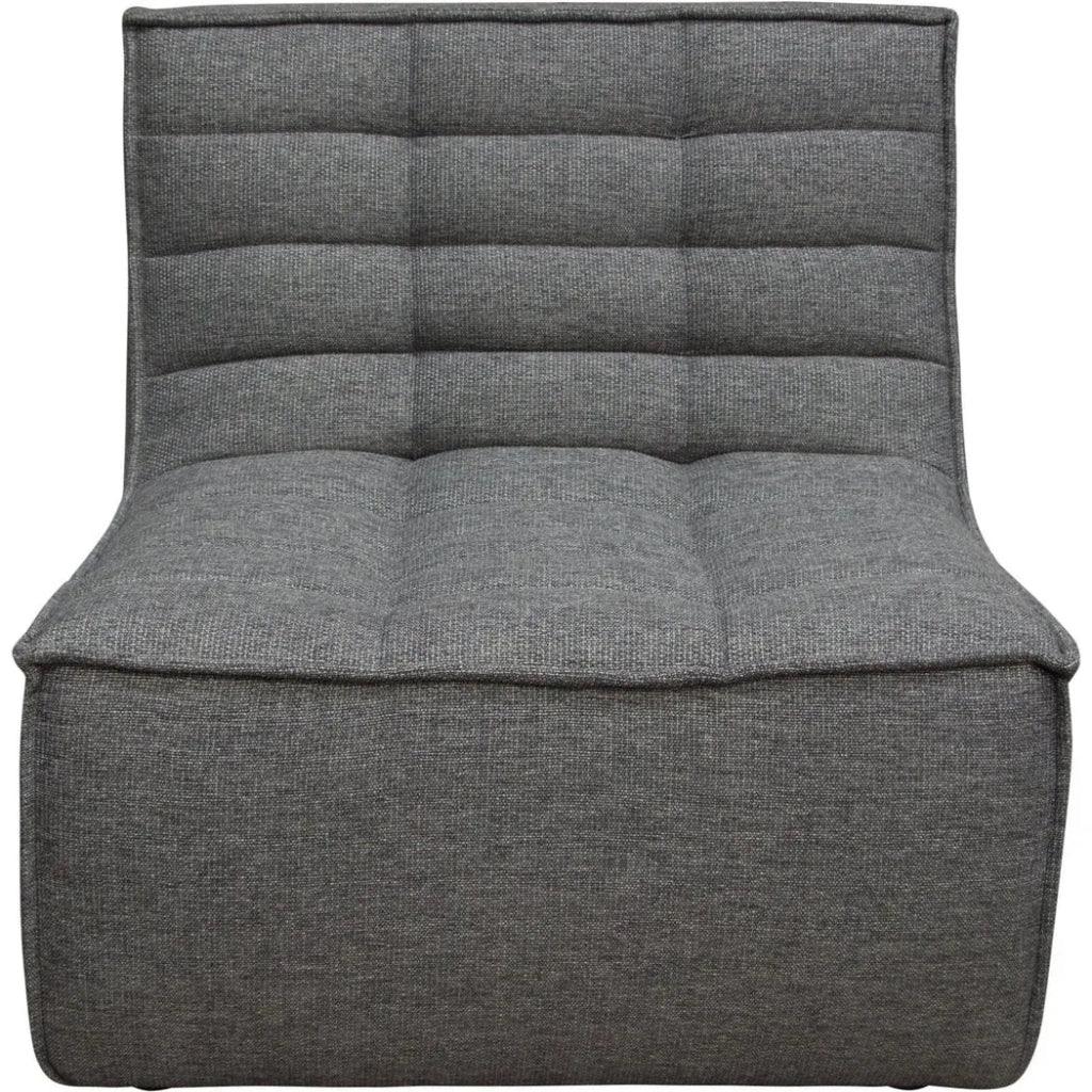 Scooped Seat Armless Chair in Grey Fabric-Modular Components-Diamond Sofa-LOOMLAN
