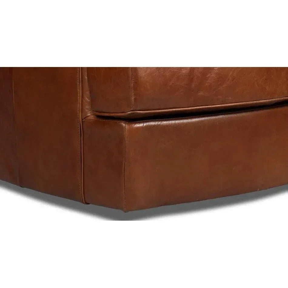 Scoth Swivel Club Chair In Distilled Leather - LOOMLAN - Sarreid - Club Chairs