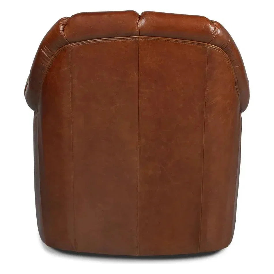 Scoth Swivel Club Chair In Distilled Leather - LOOMLAN - Sarreid - Club Chairs