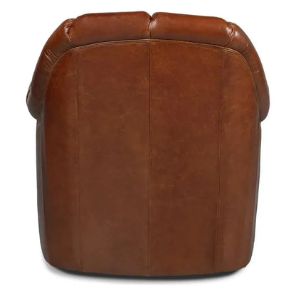 Scoth Swivel Club Chair In Distilled Leather - LOOMLAN - Sarreid - Club Chairs