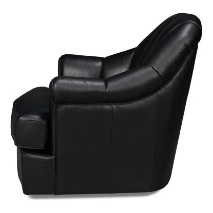 Scoth Wood and Leather Black Swivel Arm - LOOMLAN - Sarreid - Club Chairs