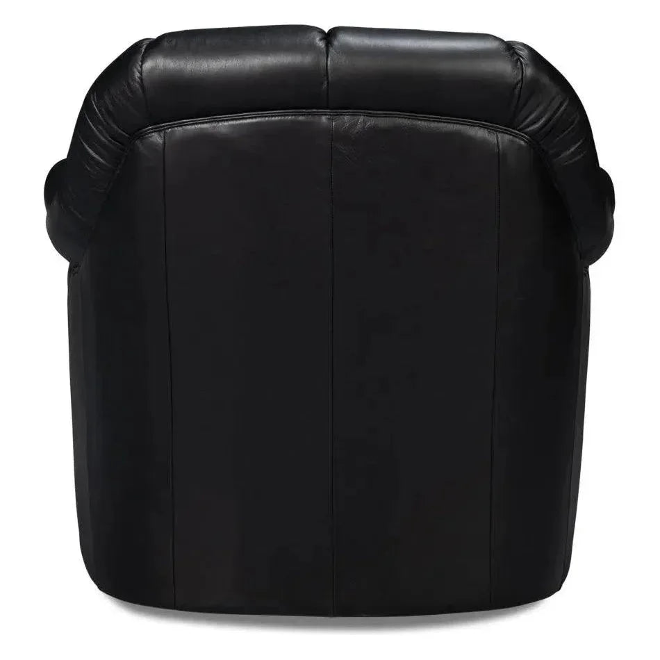 Scoth Wood and Leather Black Swivel Arm - LOOMLAN - Sarreid - Club Chairs