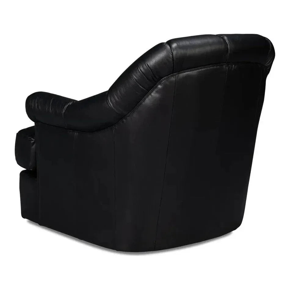 Scoth Wood and Leather Black Swivel Arm - LOOMLAN - Sarreid - Club Chairs