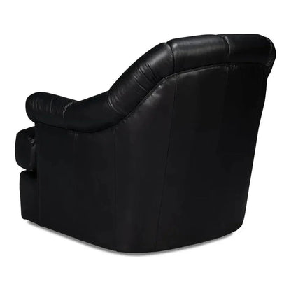 Scoth Wood and Leather Black Swivel Arm - LOOMLAN - Sarreid - Club Chairs