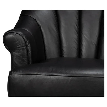 Scoth Wood and Leather Black Swivel Arm - LOOMLAN - Sarreid - Club Chairs