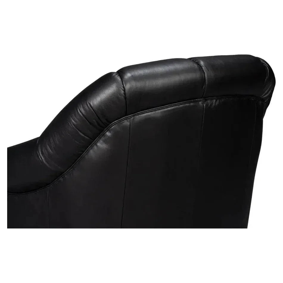 Scoth Wood and Leather Black Swivel Arm - LOOMLAN - Sarreid - Club Chairs