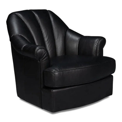 Scoth Wood and Leather Black Swivel Arm - LOOMLAN - Sarreid - Club Chairs