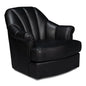 Scoth Wood and Leather Black Swivel Arm - LOOMLAN - Sarreid - Club Chairs