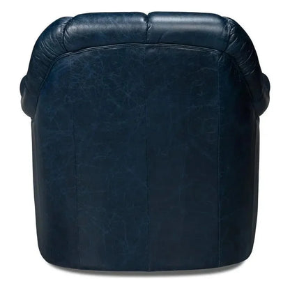 Scoth Wood and Leather Blue Swivel Arm - LOOMLAN - Sarreid - Club Chairs