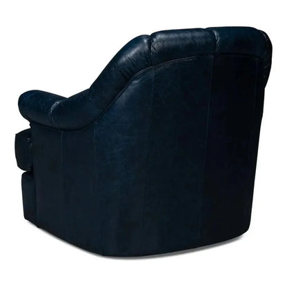 Scoth Wood and Leather Blue Swivel Arm - LOOMLAN - Sarreid - Club Chairs