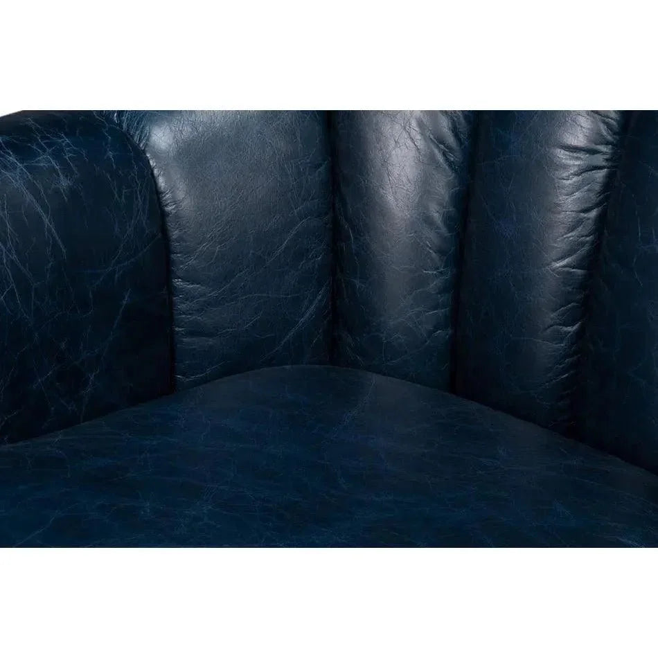 Scoth Wood and Leather Blue Swivel Arm - LOOMLAN - Sarreid - Club Chairs