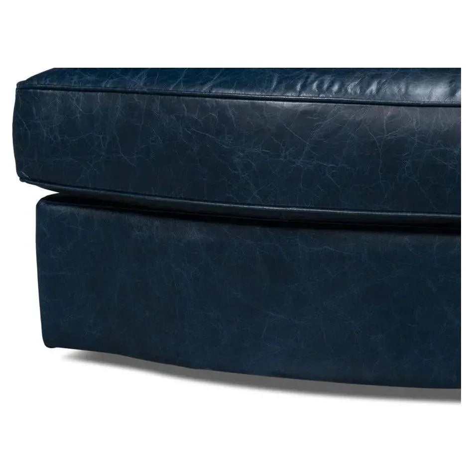 Scoth Wood and Leather Blue Swivel Arm - LOOMLAN - Sarreid - Club Chairs