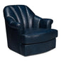 Scoth Wood and Leather Blue Swivel Arm - LOOMLAN - Sarreid - Club Chairs