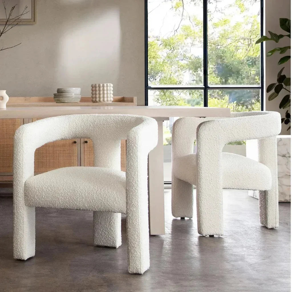 Scout Accent Chair in Ivory Boucle Fabric - LOOMLAN - Diamond Sofa - Accent Chairs