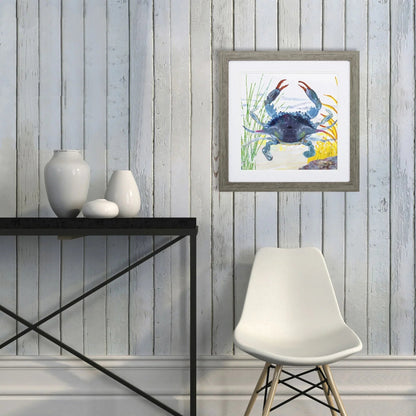 Sea Creature Crab Yellow Framed Wall Art