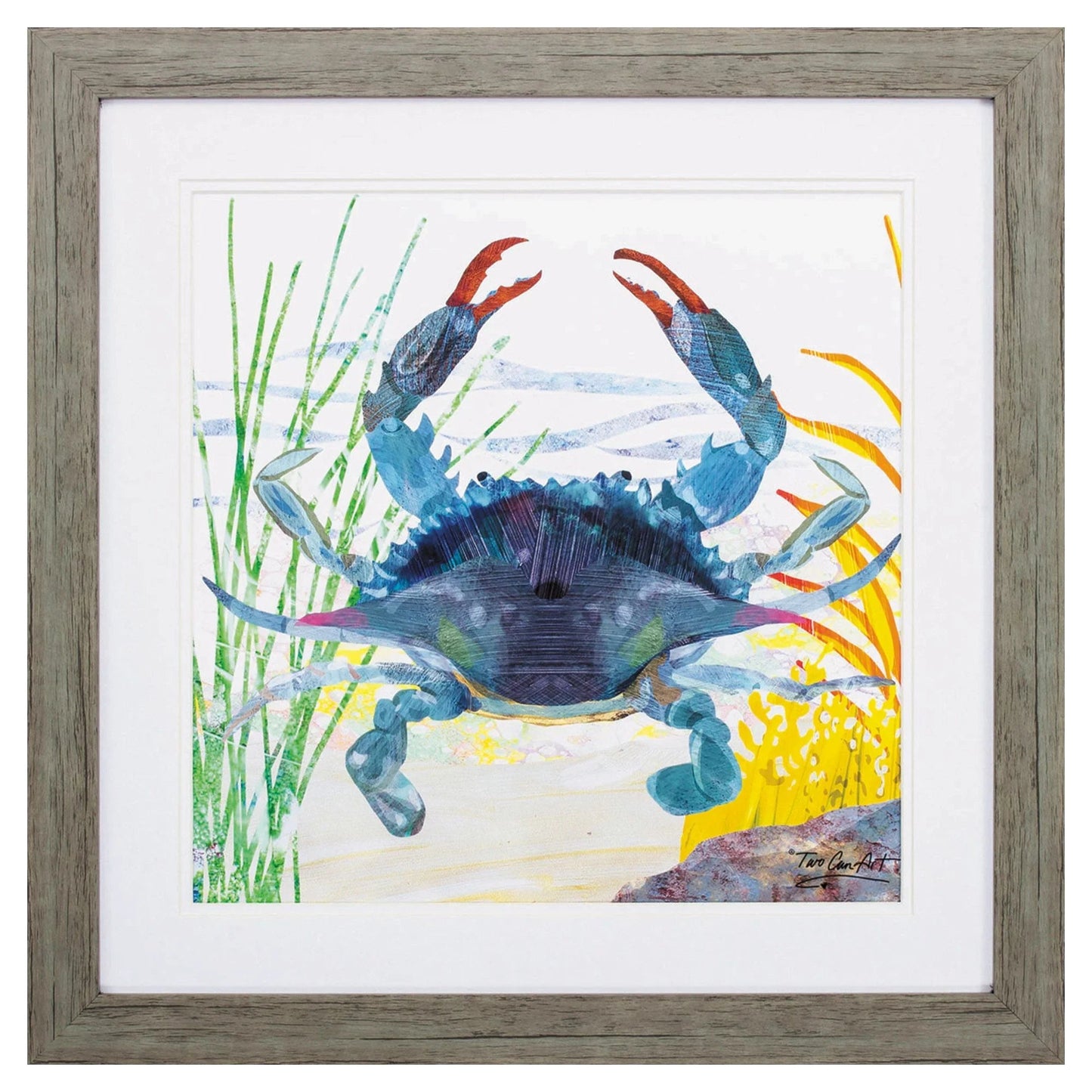 Sea Creature Crab Yellow Framed Wall Art