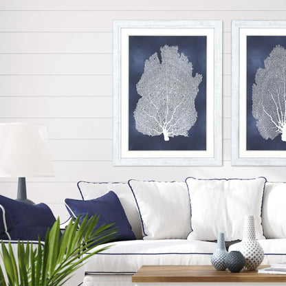 Sea Fan on Blue Wood Framed Wall Art