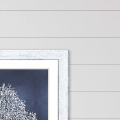 Sea Fan on Blue Wood Framed Wall Art