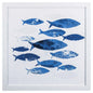 Sea Gold Coastal Fish Blue Framed Wall Art