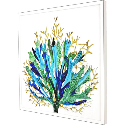 Sea Life Wood Blue Framed Wall Art