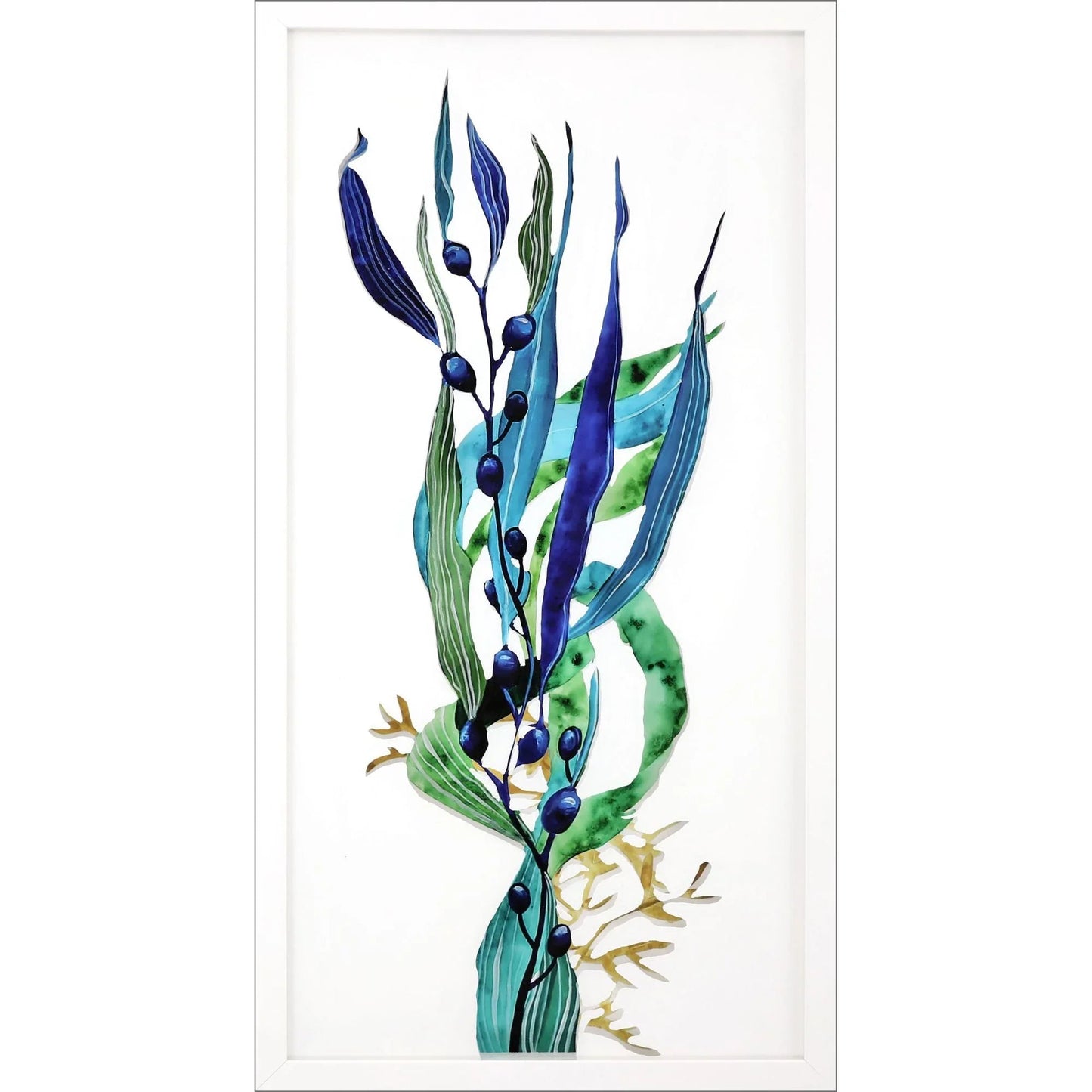 Sea Life Wood Blue Framed Wall Art