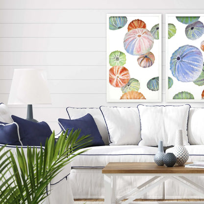 Sea Urchin I Wood Blue Framed Wall Art