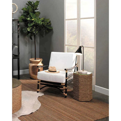 Seagrass & Tempered Glass Peninsula Coastal Side Table - LOOMLAN - Jamie Young - Side Tables