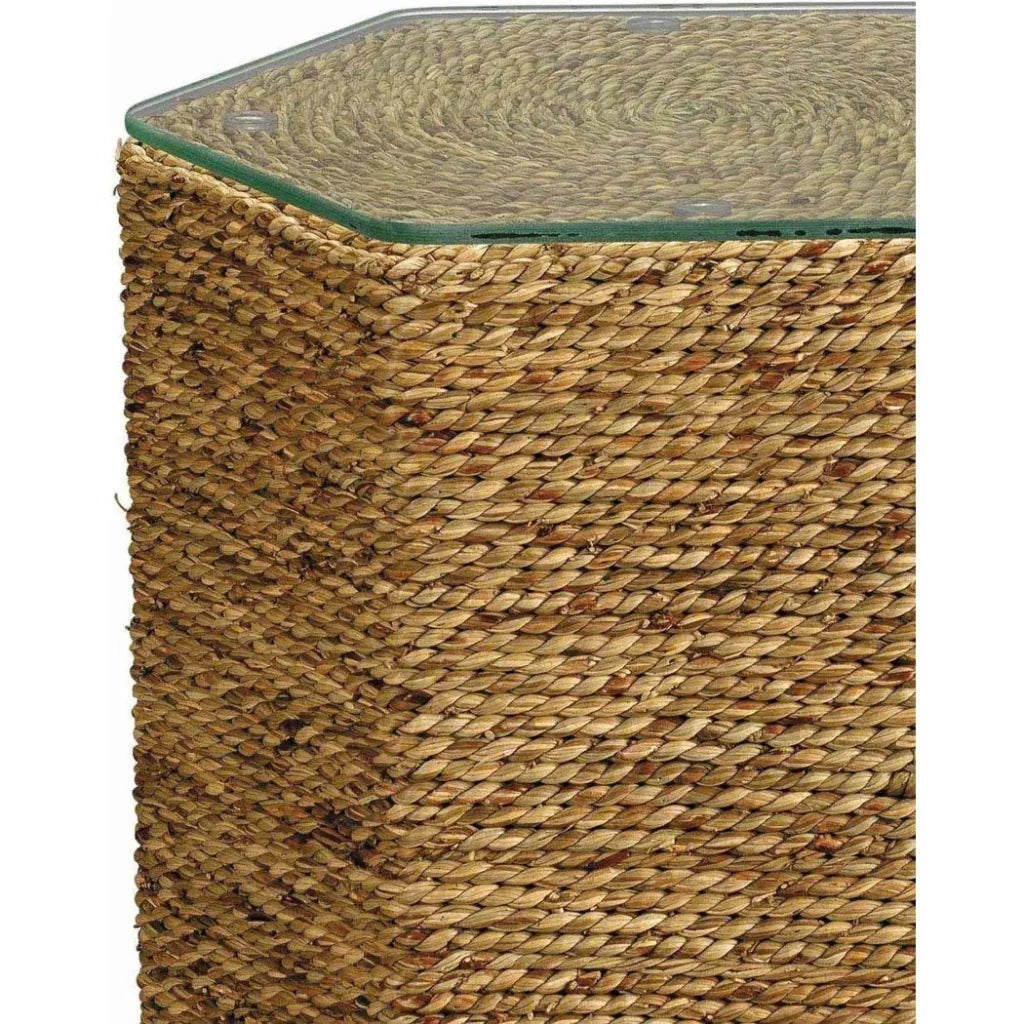Seagrass & Tempered Glass Peninsula Coastal Side Table - LOOMLAN - Jamie Young - Side Tables