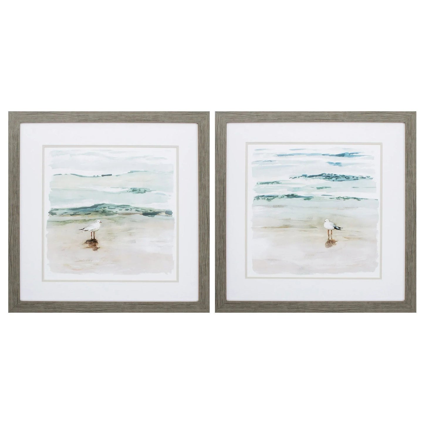 Seagull Cove Turquoise Framed Wall Art 2PC
