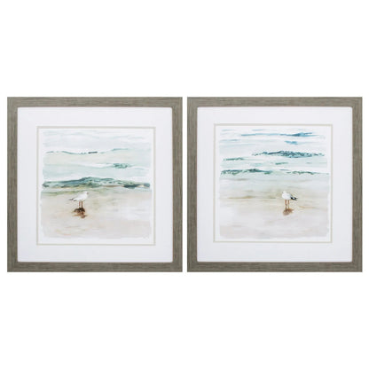 Seagull Cove Turquoise Framed Wall Art 2PC