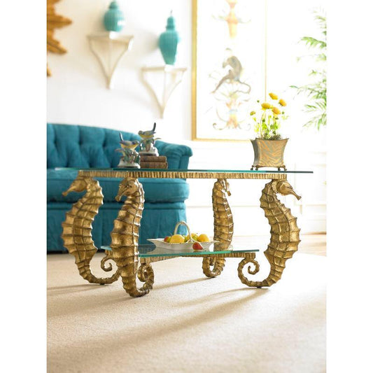 Seahorse Style Aluminum Framed Gold Coffee Table - LOOMLAN - Chelsea House - Coffee Tables