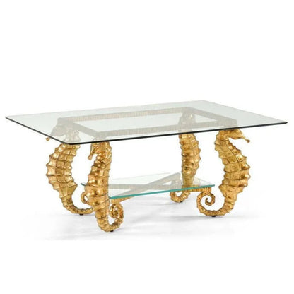 Seahorse Style Aluminum Framed Gold Coffee Table - LOOMLAN - Chelsea House - Coffee Tables