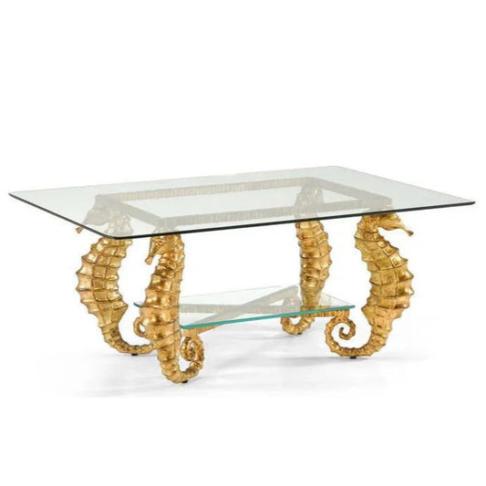 Seahorse Style Aluminum Framed Gold Coffee Table - LOOMLAN - Chelsea House - Coffee Tables