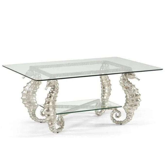 Seahorse Style Aluminum Framed Silver Coffee Table - LOOMLAN - Chelsea House - Coffee Tables