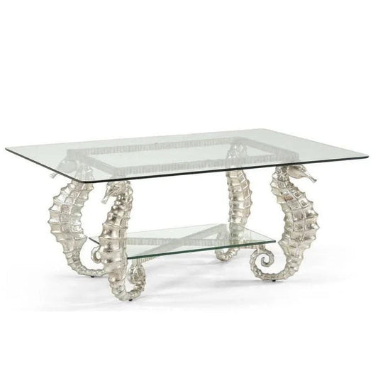 Seahorse Style Aluminum Framed Silver Coffee Table - LOOMLAN - Chelsea House - Coffee Tables