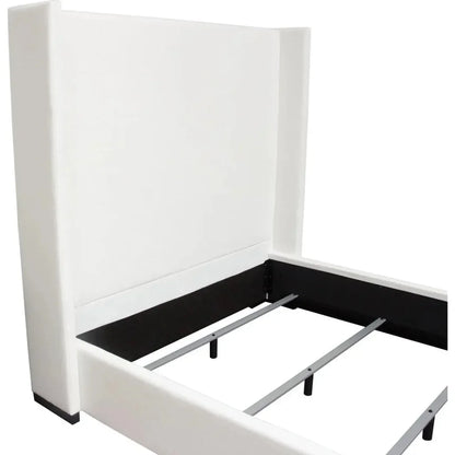 Seattle White Linen Bed Frame - LOOMLAN - Diamond Sofa - Beds